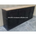 Industrial Retro Metal Riveted Sideboard Mango Wood Top